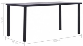 fekete és betonszürke MDF étkezőasztal 160 x 80 x 75 cm