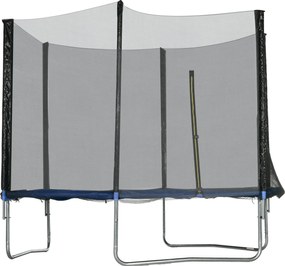 SPORTNOW Kültéri Trampolin Ø305x250 cm Gyerekeknek és Felnőtteknek Biztonsági Hálóval, Lépcsővel, Szélvédővel és Acélvázal a Kertbe vagy Teraszra Kék
