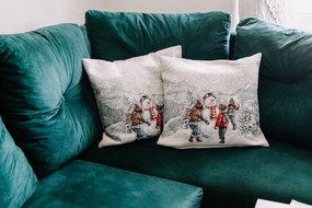 Téli párnahuzat gyerekekkel és hóemberrel V06