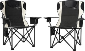 Outsunny 2 db összecsukható Kemping Szék Karfával, Pohártartóval, Fejtámlával, Hűtőtáskával - 120 kg teherbírású, párnázott Horgász Szék Kerti Szék Ke