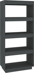 vidaXL szürke tömör fenyőfa könyvszekrény/térelválasztó 60x35x135 cm