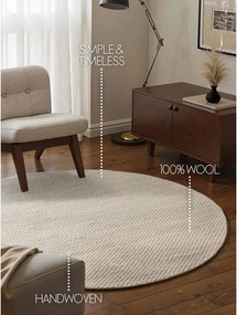 Krémszínű kézi szövésű gyapjú kerek szőnyeg ø 160 cm Lyon Beans – Elle Decoration