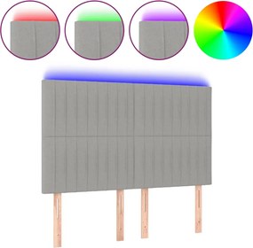 vidaXL világosszürke szövet LED-es fejtámla 144x5x118/128 cm