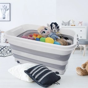 Fehér-szürke fedeles műanyag tárolódoboz 54x39x28 cm Kemp – Orion