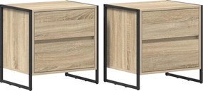 vidaXL Éjjeli asztal fiókkal 2 pcs Sonoma 50 x 39.5 x 50 cm Faanyag