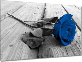 Vászonkép 120x80 Kék rózsa a deszkákon