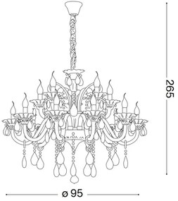 Ideal Lux - Kristály csillár láncon COLOSSAL 15xE14/40W/230V átm. 95 cm szürke