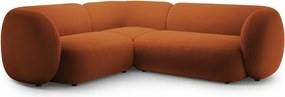 Terrakotta színű bársony sarokkanapé (bal oldali-L alakú) Kate – Micadoni