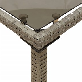 szürke polyrattan üveglapos kerti asztal 115x54x74 cm