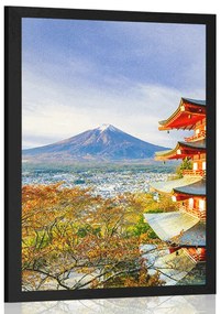 Poszter kilátással a Chureito pagodára és a Fuji-hegyre