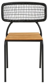 Nashville étkezőszék, teakfa, fekete kötél, fekete