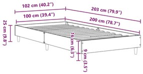 sonoma tölgyszínű szerelt fa ágykeret matrac nélkül 100 x 200cm