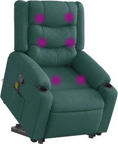 vidaXL sötétzöld szövet dönthető masszázs- és állófotel