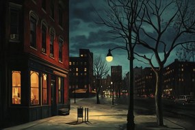 Vászonkép Canvas Város Utca Lámpa Fény Éjszaka Sötét 60x40