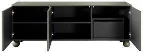 Sonatia II háromajtós TV szekrény, gömb lábakon - 150 cm - oliva színű