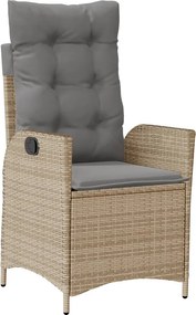vidaXL vegyes bézs polyrattan dönthető kerti szék párnákkal