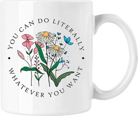 Bögre Virágok Vonalak Divat Művészet 3 Fehér 330ml