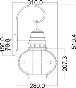 Kichler klasszikus kültéri fali lámpa bridgepoint sárgaréz elsklbridgepointlnbr IP44