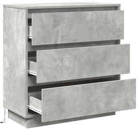 Éjjeli asztal LED világítással Beton szürke 71x34,5x75 cm Mérnöki fa