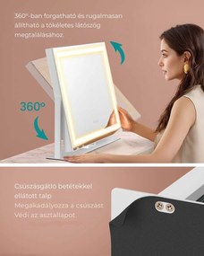 DAHLIA LED világítással ellátott kozmetikai tükör, 10x62,5x45,8 cm, fehér SongmicsHome