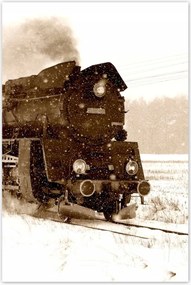 Poszterek 80x120 Gőzmozdony Ol4959 a hóviharban