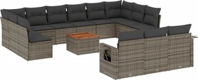 vidaXL 14 részes szürke polyrattan kerti ülőgarnitúra párnákkal