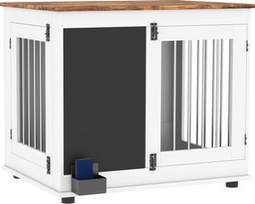 PawHut Kutya Ketrec, Belső Kutya Kennel, 2 Ajtóval, Táblafunkcióval, Közepes Kutyák számára 20 kg-ig, 80 x 60 x 70 cm, Fehér | Aosom