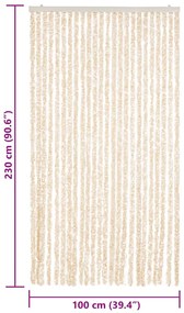 bézs és fehér zsenília rovarfüggöny 100 x 230 cm