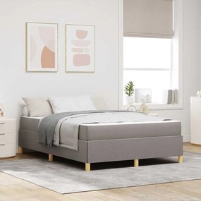 Boxrugós ágy matracmal Taupe és fehér 160 x 200 cm szövet