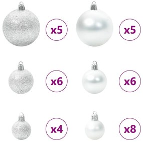 Műfenyő világítással és gömbökkel 150 LED-del Zöld 120 cm PET