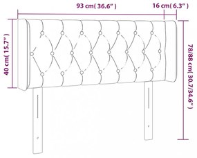 sötétszürke bársony LED-es fejtámla 93 x 16 x 78/88 cm