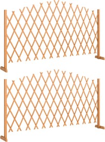 Outsunny 2 db bővíthető ollós rács lábakkal — álló, összecsukható kerti válaszfal és növénytámogatás, fenyő, 180 x 30 x 103 cm — barna | Aosom