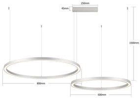 Brilagi - LED fényerőszabályozható kábeles csillár PORTOFINO LED/98W/230V ezüstszínű + távirányító