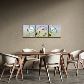 Pillangók eképe a virágon (órával) (90x30 cm)
