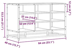 cipőpad füstölt tölgy 84x40x53,5 cm fából és fémből készült