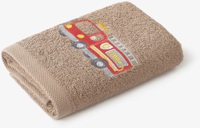 Goldea gyermek frottír törölköző - tűzoltóautó barnán 30 x 50 cm