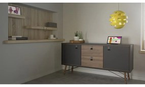 Fekete komód diófa dekorral 150x72x40 cm Ry – Tvilum