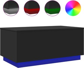 vidaXL fekete dohányzóasztal LED-lámpákkal 90x50x40 cm