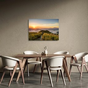 A hegy naplementekor képe (üvegen) (70x50 cm)