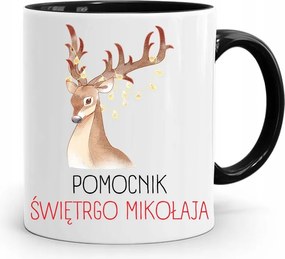 Fekete Karácsonyi Bögre Mikulásra, fényképes nyomtatással