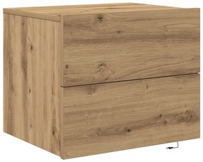 Éjjeli Asztal LED Fali Szereléssel Kézműves Tölgy 50x39x41 cm