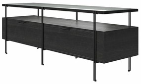 Fekete TV-állvány tölgyfa dekorral 140x50 cm Wainwright - Queer Eye