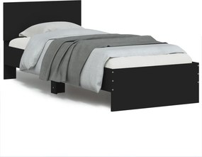 vidaXL fekete szerelt fa ágykeret fejtámlával 90 x 200 cm