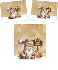 3D mikroszálas ágyneműhuzat GINGER GNOME barna Ágyneműhuzat mérete: 2 ks 70 x 90 cm | 140 x 200 cm