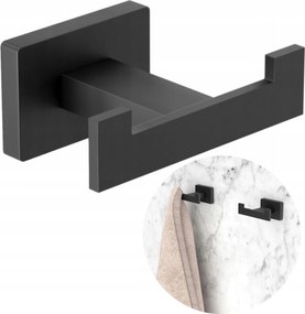 Ponttartó szögletes törölközőtartó a fürdőszobába Caro fekete