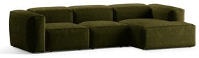 Zöld kordbársony sarokkanapé (jobb oldali-heverő résszel) Bergano – Cosmopolitan Design