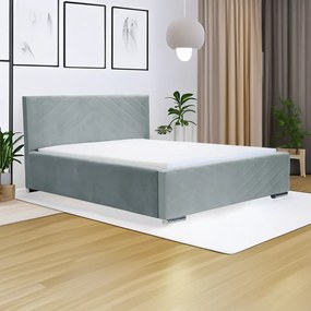 Kárpitozott ágy tárolóval és COOL matraccal 160x200 cm Világosszürke