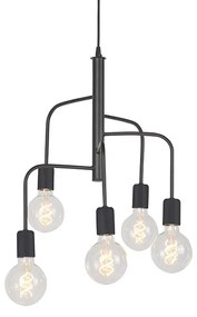 Modern függesztett lámpa fekete 5-lámpás - Könnyű
