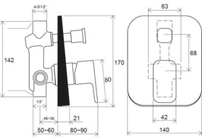 Ravak X070156 - Falba süllyesztett zuhanycsaptelep FREE fekete