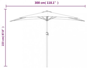 antracit féloldalas erkély napernyő alumíniumrúddal 300x155 cm